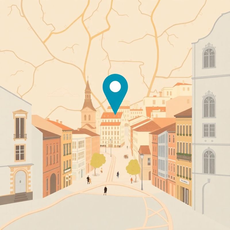 Ilustrovaná mapa centra Brna s vyznačenou polohou Česká 15